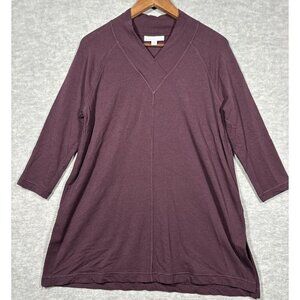 Pure J Jill Affinity French Terry Womens Shirt Sz S V Neck Tunic Burgundy Casual